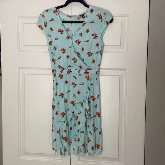 Jcrew blue dress with red roses in size 00 - Picture 1 of 3